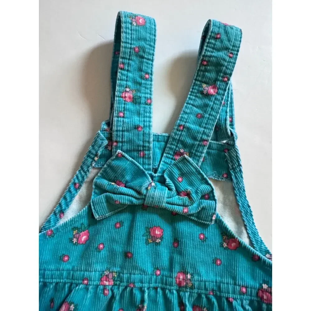 Vintage OshKosh blue with pink flowers corduroy skirtall